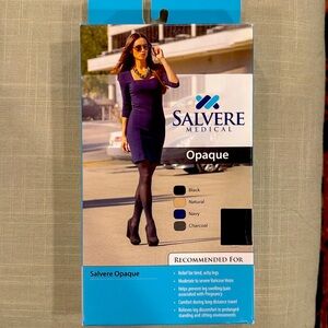 Salvere Opaque Black compression pantyhose size medium